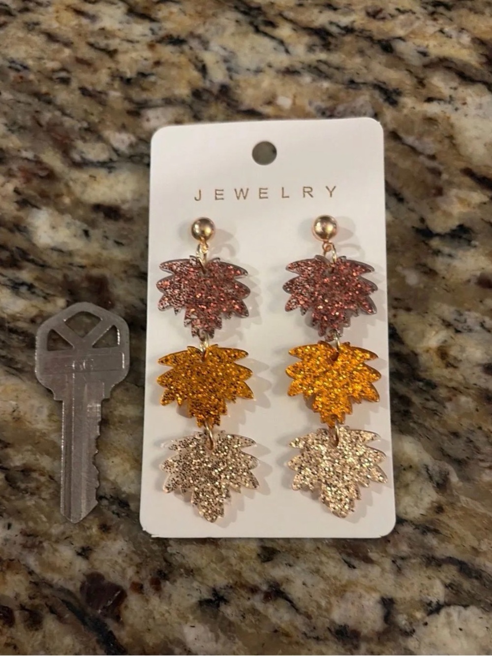 Glitter Fall Leaf Dangle Earrings